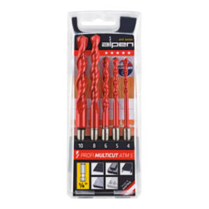 Alpen Hartmetall-Mehrzweck-Bitbohrer-Satz, 1/4 Zoll (E 6,3), Bohrer-⌀: 4-10 mm
