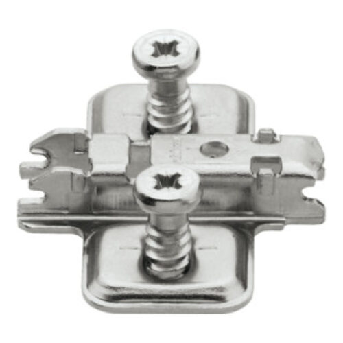 Blum CLIP Montageplatte, kreuz, Stahl, mit vormontierten Systemschrauben, HV: Langloch, vernickelt