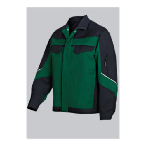 BP® Arbeitsjacke mit verdeckten Knöpfen, mittelgrün/schwarz, Gr. 44/46, Länge n