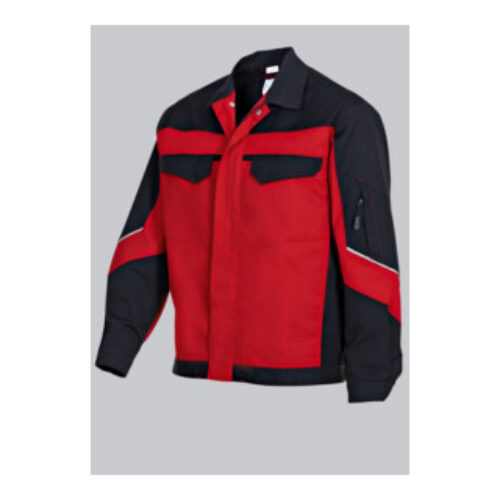 BP® Arbeitsjacke mit verdeckten Knöpfen, rot/schwarz, Gr. 56/58, Länge l