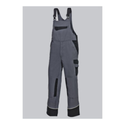 BP® Latzhose mit verdeckten Knöpfen und Kniepolstertaschen, dunkelgrau/schwarz, Gr. 46, Länge n