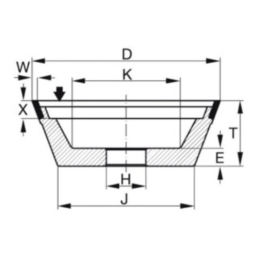 TYROLIT Diamant-Topf-Schleifscheibe DxTxH (mm), 100x35x20, Typ: D64, 597540 D64